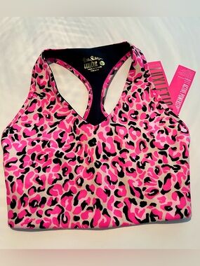 NWT Lilly Pulitzer Lindsay Sports Bra UPF Pink Topaz My Favorite Spot XXS